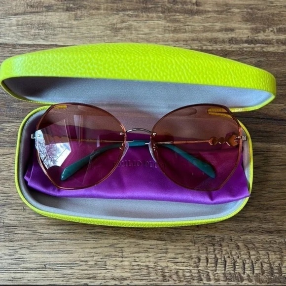 Emilio Pucci 61mm Square Sunglasses Shiny Rose Gold / Roviex W/ Case New NWT main image 5